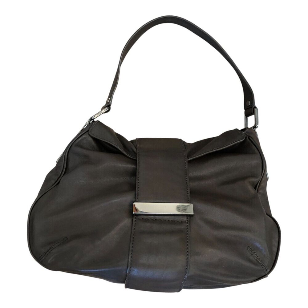 Banana Republic Gray Cow Leather Top Handle Magnetic‎ Closure Hobo Bag
